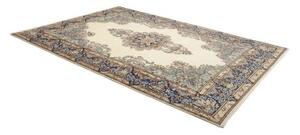 Tappeto Kerman Medaglione Floreale Avorio Blu 225x328 Cm