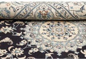 Tappeto Nain Kashmar Medaglione Floreale Blu Notte Avorio 206x252 Cm