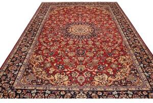 Tappeto Nadjafabad Medaglione Floreale Rosso Blu Scuro 268x390 Cm