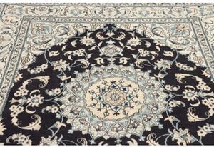 Tappeto Nain Kashmar Medaglione Floreale Blu Notte Avorio 206x252 Cm
