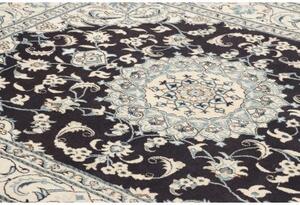 Tappeto Nain Kashmar Medaglione Floreale Blu Notte Avorio 206x252 Cm
