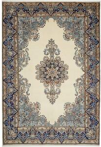 Tappeto Kerman Medaglione Floreale Avorio Blu 225x328 Cm