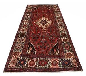 Tappeto Hosseinabad Stilizzato Rosso Ruggine Blu Notte Corsia 137x350 Cm