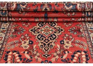 Tappeto Hamadan Stilizzato Rosso Mattone Blu Scuro Corsia 110x418 Cm
