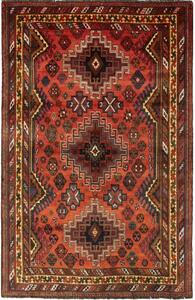 Tappeto Shiraz Geometrico Rosso Mattone Nero 160x250 Cm