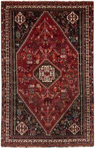 Tappeto Shiraz Stilizzato Rosso Nero 174x274 Cm