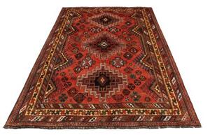 Tappeto Shiraz Geometrico Rosso Mattone Nero 160x250 Cm