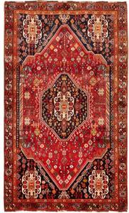 Tappeto Shiraz Fine Stilizzato Rosso Blu Scuro 158x263 Cm
