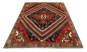 Tappeto Shiraz Stilizzato Rosso Nero 180x260 Cm