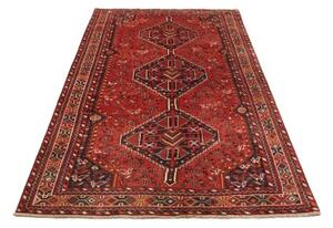 Tappeto Shiraz Fine Stilizzato Rosso Ruggine Blu Scuro 155x259 Cm