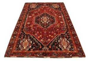 Tappeto Shiraz Fine Stilizzato Rosso Blu Scuro 158x263 Cm