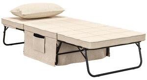 HOMCOM Poltrona letto convertibile chaise longue e pouf 4 in 1 con schienale inclinabile in 5 posizioni crema
