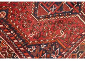 Tappeto Shiraz Fine Stilizzato Rosso Ruggine Blu Scuro 155x259 Cm