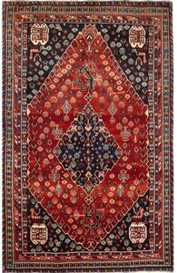 Tappeto Shiraz Stilizzato Rosso Mattone Blu Scuro 170x272 Cm