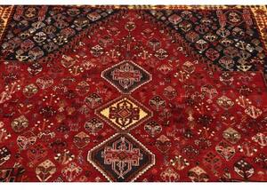 Tappeto Shiraz Fine Stilizzato Rosso Scuro Blu Scuro 162x238 Cm