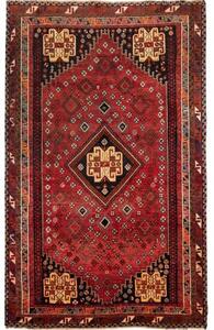 Tappeto Shiraz Fine Stilizzato Rosso Ruggine Nero Carbone 160x260 Cm