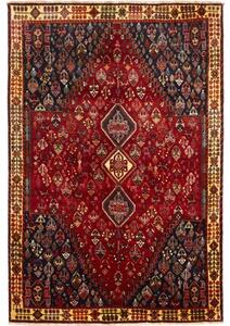 Tappeto Shiraz Fine Stilizzato Rosso Scuro Blu Scuro 162x238 Cm