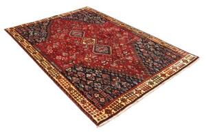 Tappeto Shiraz Fine Stilizzato Rosso Scuro Blu Scuro 162x238 Cm