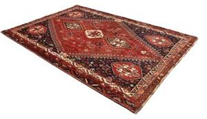 Tappeto Shiraz Geometrico Rosso Mattone Blu Scuro 187x283 Cm
