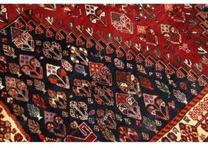 Tappeto Shiraz Fine Stilizzato Rosso Scuro Blu Scuro 162x238 Cm