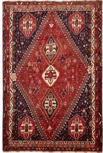 Tappeto Shiraz Geometrico Rosso Mattone Blu Scuro 187x283 Cm