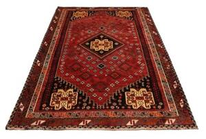 Tappeto Shiraz Fine Stilizzato Rosso Ruggine Nero Carbone 160x260 Cm