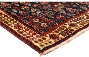 Tappeto Shiraz Fine Stilizzato Rosso Scuro Blu Scuro 162x238 Cm