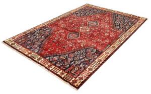 Tappeto Shiraz Fine Stilizzato Rosso Scuro Blu Scuro 162x238 Cm