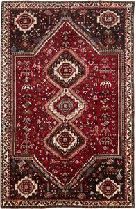 Tappeto Shiraz Stilizzato Rosso Scuro Marrone 167x261 Cm