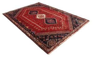 Tappeto Shiraz Fine Geometrico Rosso Blu Scuro 182x258 Cm
