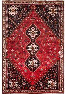 Tappeto Shiraz Stilizzato Rosso Nero 175x262 Cm
