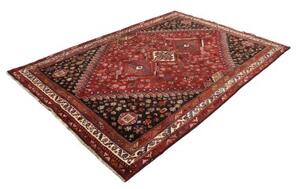 Tappeto Shiraz Stilizzato Rosso Scuro Nero 175x250 Cm