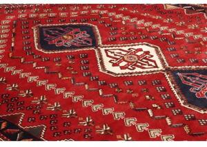 Tappeto Shiraz Fine Geometrico Rosso Blu Scuro 182x258 Cm
