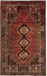 Tappeto Shiraz Geometrico Rosso Mattone Nero 165x268 Cm