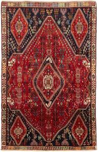 Tappeto Shiraz Fine Stilizzato Rosso Blu Scuro 163x260 Cm