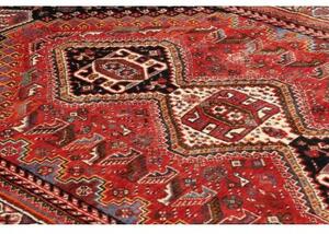 Tappeto Shiraz Geometrico Rosso Nero 170x260 Cm