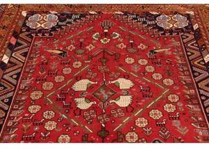 Tappeto Shiraz Fine Stilizzato Rosso Blu Scuro 168x255 Cm