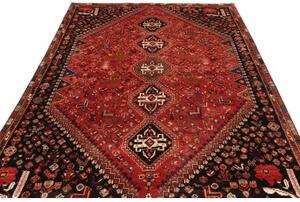 Tappeto Shiraz Geometrico Rosso Nero 163x285 Cm