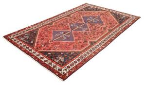 Tappeto Shiraz Stilizzato Rosso Mattone Blu Notte 160x258 Cm