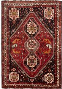 Tappeto Shiraz Stilizzato Rosso Scuro Nero 182x270 Cm