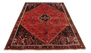 Tappeto Shiraz Geometrico Rosso Nero 180x268 Cm