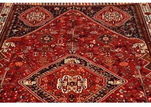 Tappeto Shiraz Geometrico Rosso Mattone Blu Scuro 160x258 Cm