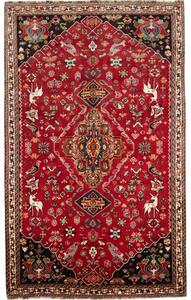 Tappeto Shiraz Fine Stilizzato Rosso Nero 173x282 Cm