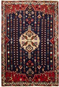 Tappeto Shiraz Fine Figurativo Blu Notte Rosso Mattone 167x252 Cm