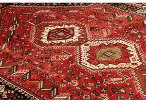 Tappeto Shiraz Stilizzato Rosso Nero 173x260 Cm