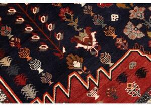 Tappeto Shiraz Fine Figurativo Blu Notte Rosso Mattone 167x252 Cm