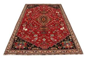 Tappeto Shiraz Fine Stilizzato Rosso Nero 173x282 Cm