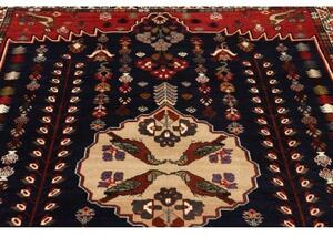 Tappeto Shiraz Fine Figurativo Blu Notte Rosso Mattone 167x252 Cm