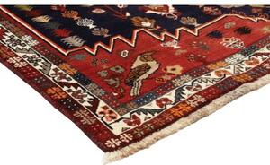 Tappeto Shiraz Fine Figurativo Blu Notte Rosso Mattone 167x252 Cm