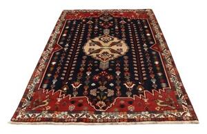 Tappeto Shiraz Fine Figurativo Blu Notte Rosso Mattone 167x252 Cm